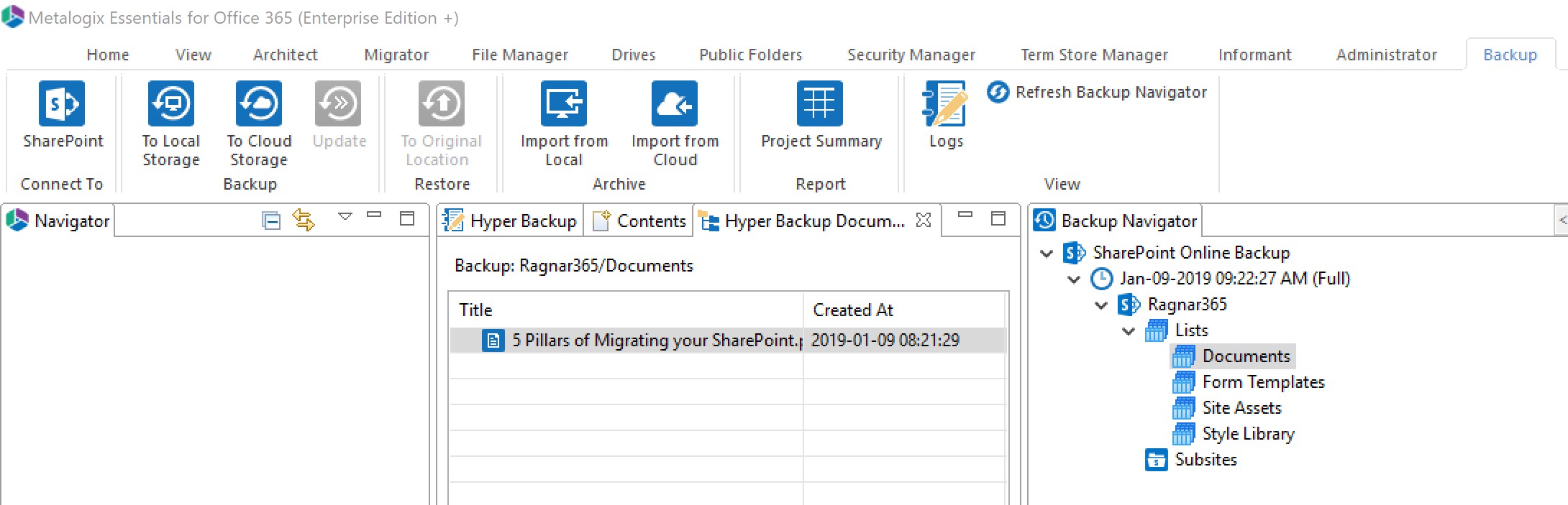 essentials for office 365 backup