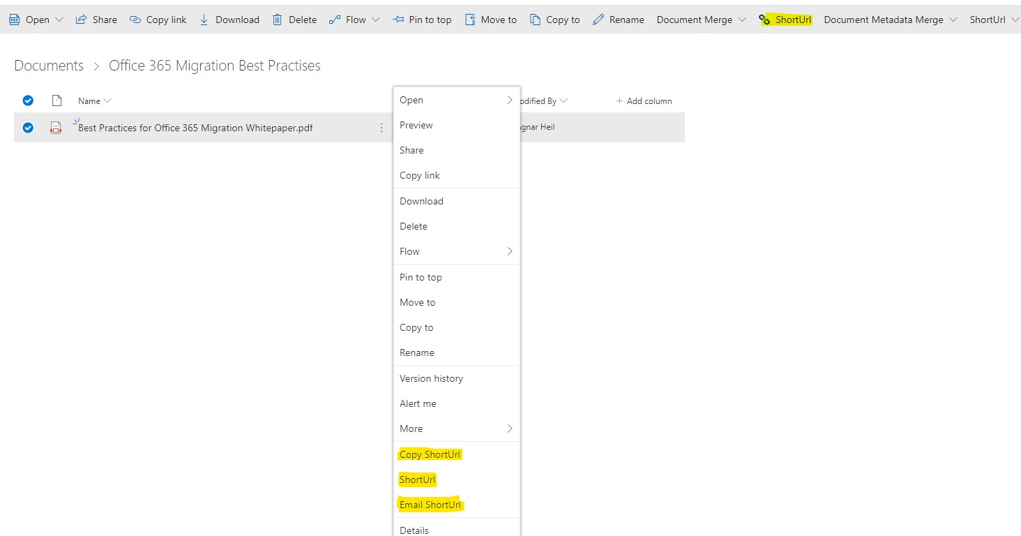 shorturl sharepoint online