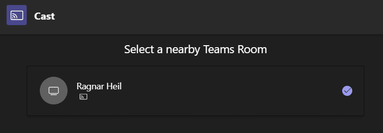 Microsoft Teams Cast from PC and select room