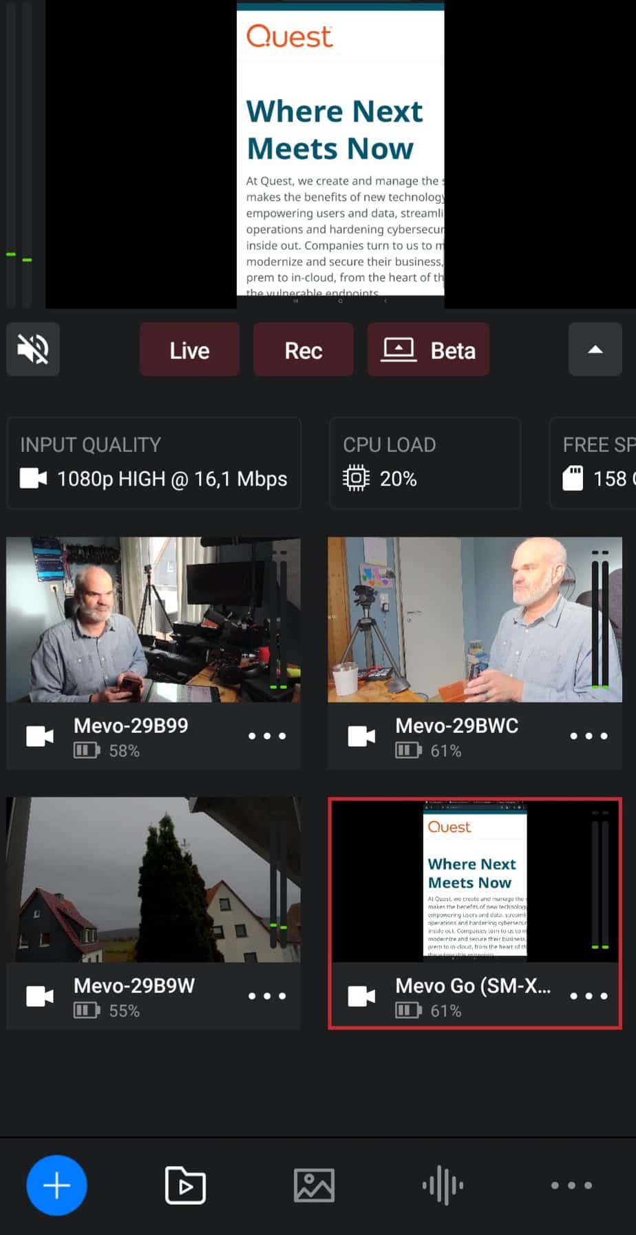 mevo multicam app with mevo go