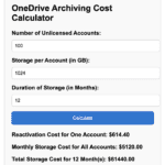 OneDrive Archiving Cost Calculator