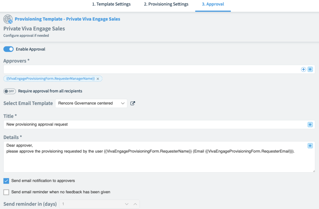 Provisioning Template Private Viva Engage Sales Approval