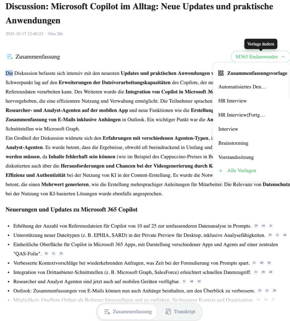 Insta360 Wave AI Meeting Transcription and Summary