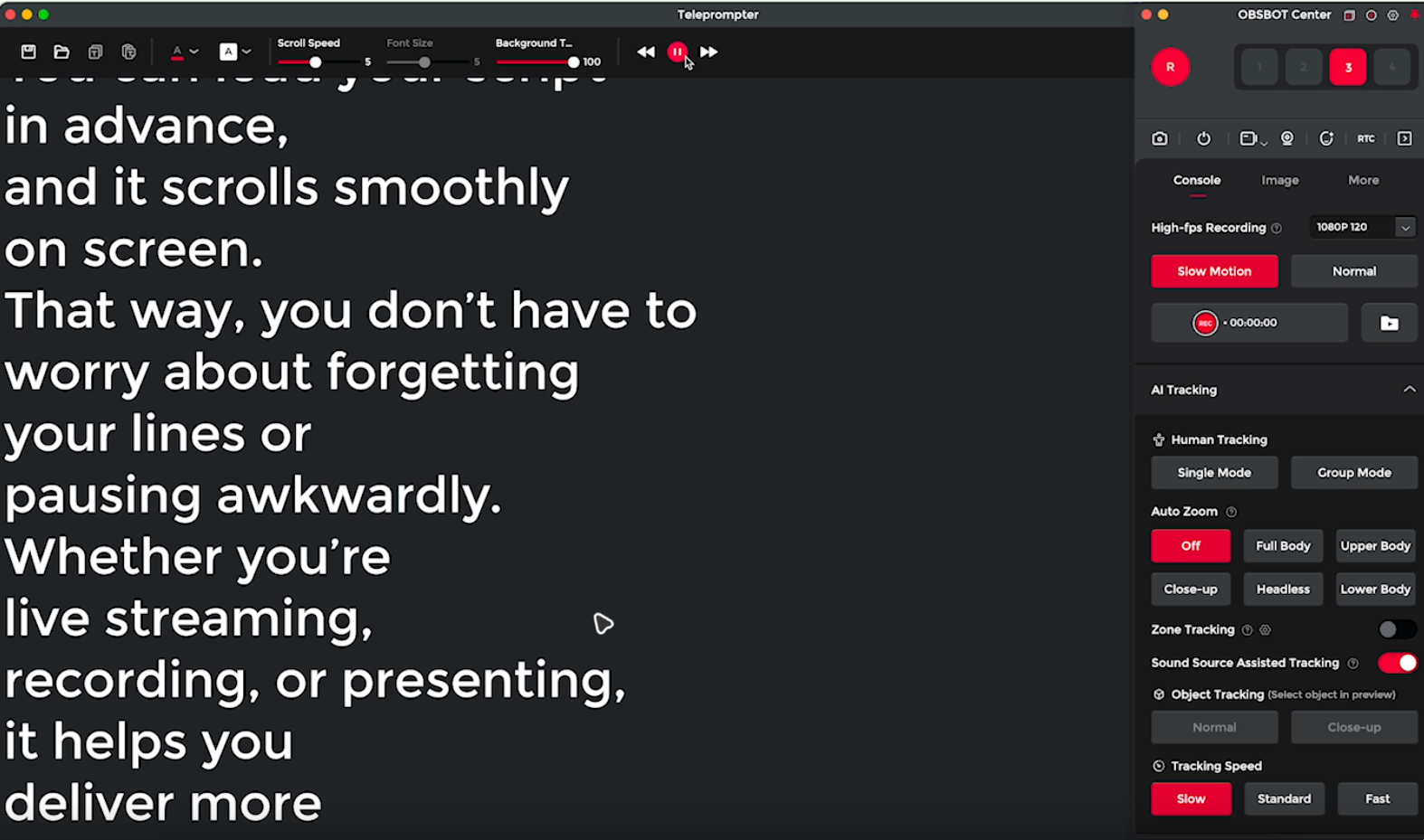 OBSBOT Tiny 3 TelePrompter