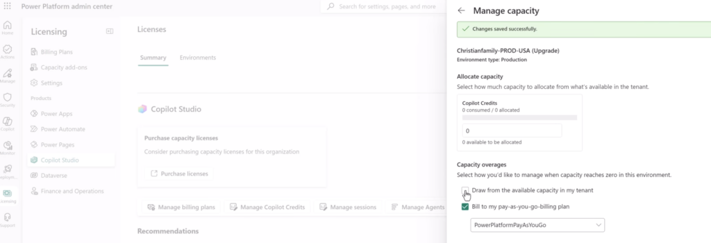 Capacity Management Copilot Studio